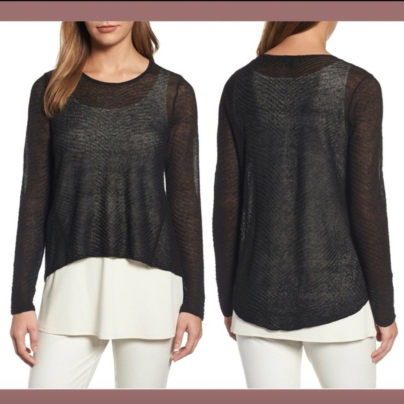 NEW‎ Eileen Fisher Hemp Blend Crop High/Low Sweater - Picture 1 of 12